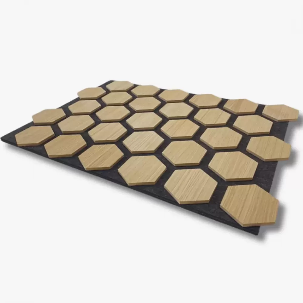 HexyBEL™ - Acoustic Panel with veneered MDF and PET Felt