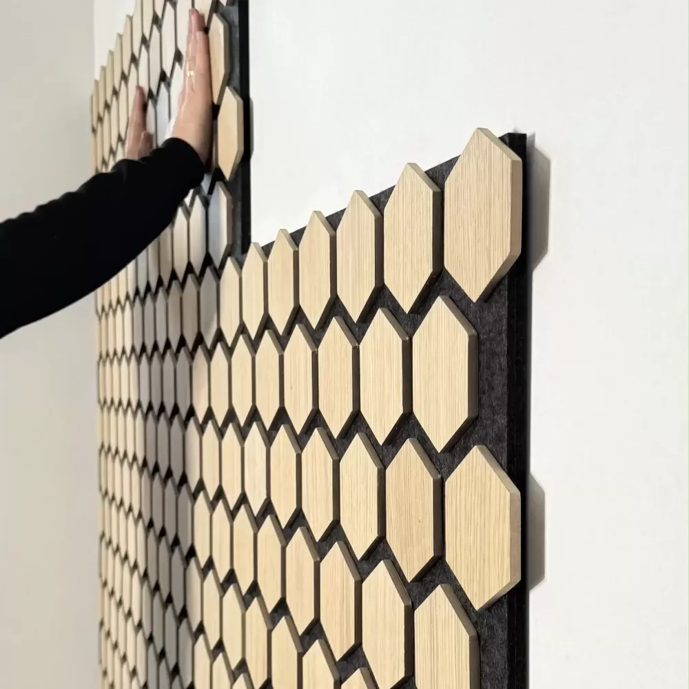 HexyBEL™ - Acoustic Panel with veneered MDF and PET Felt